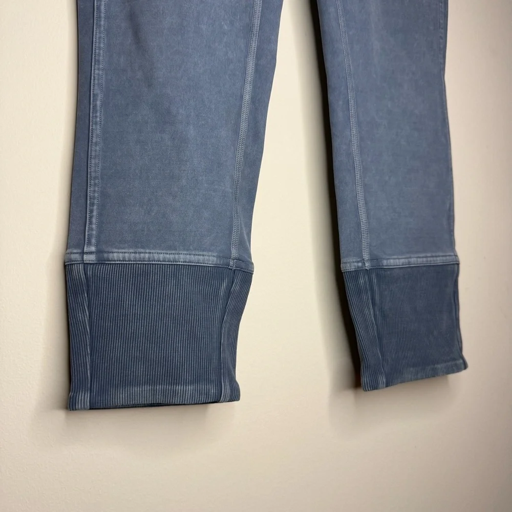 LULULEMON Wunder Under Ribbed 23” Crop Workout Leggings in Washed Moon Blue